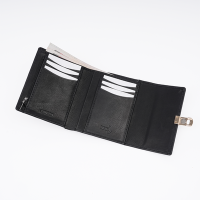 Italian Leather Ladies Wallet - Black