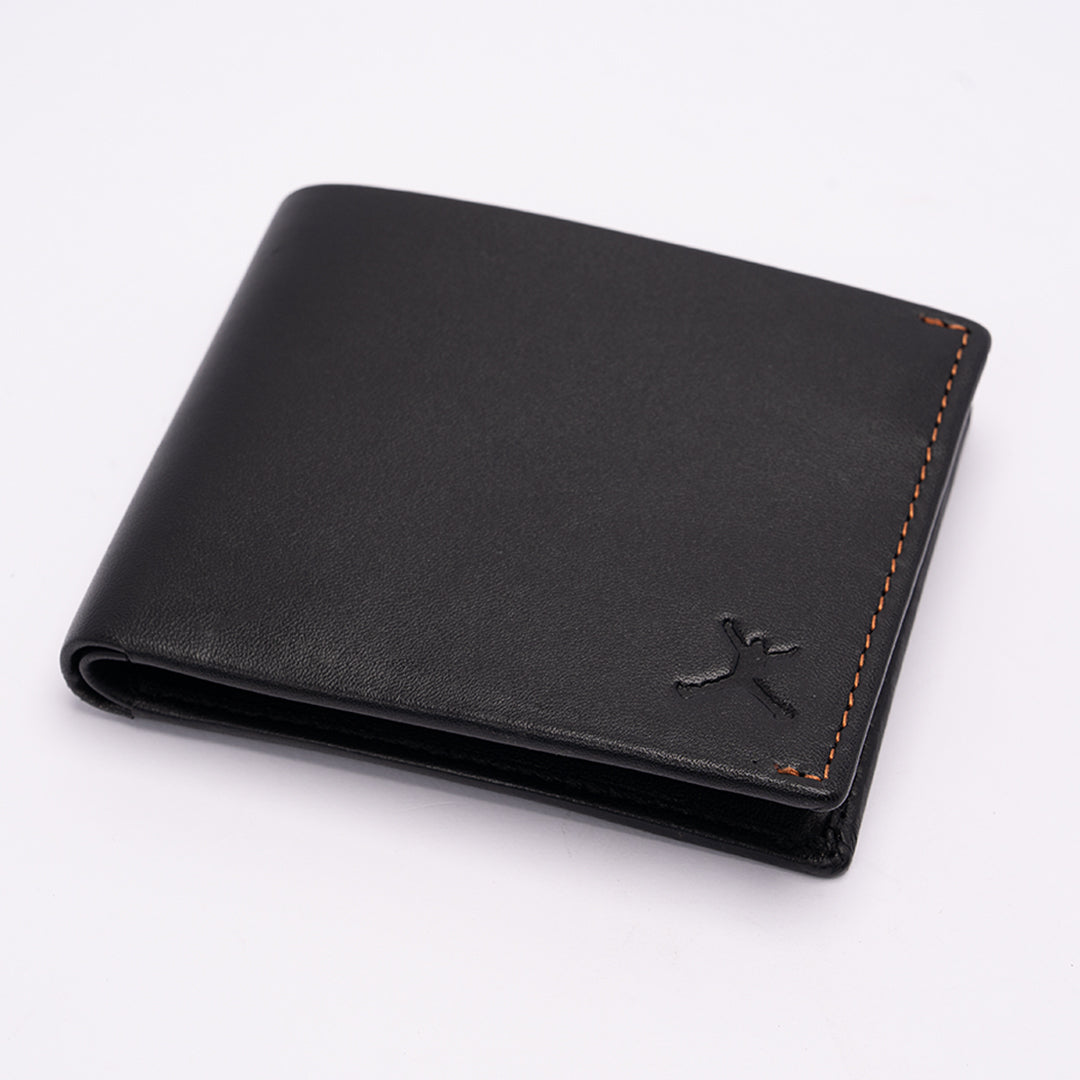 Italian Leather Hidden Pocket RFID Wallet - Black