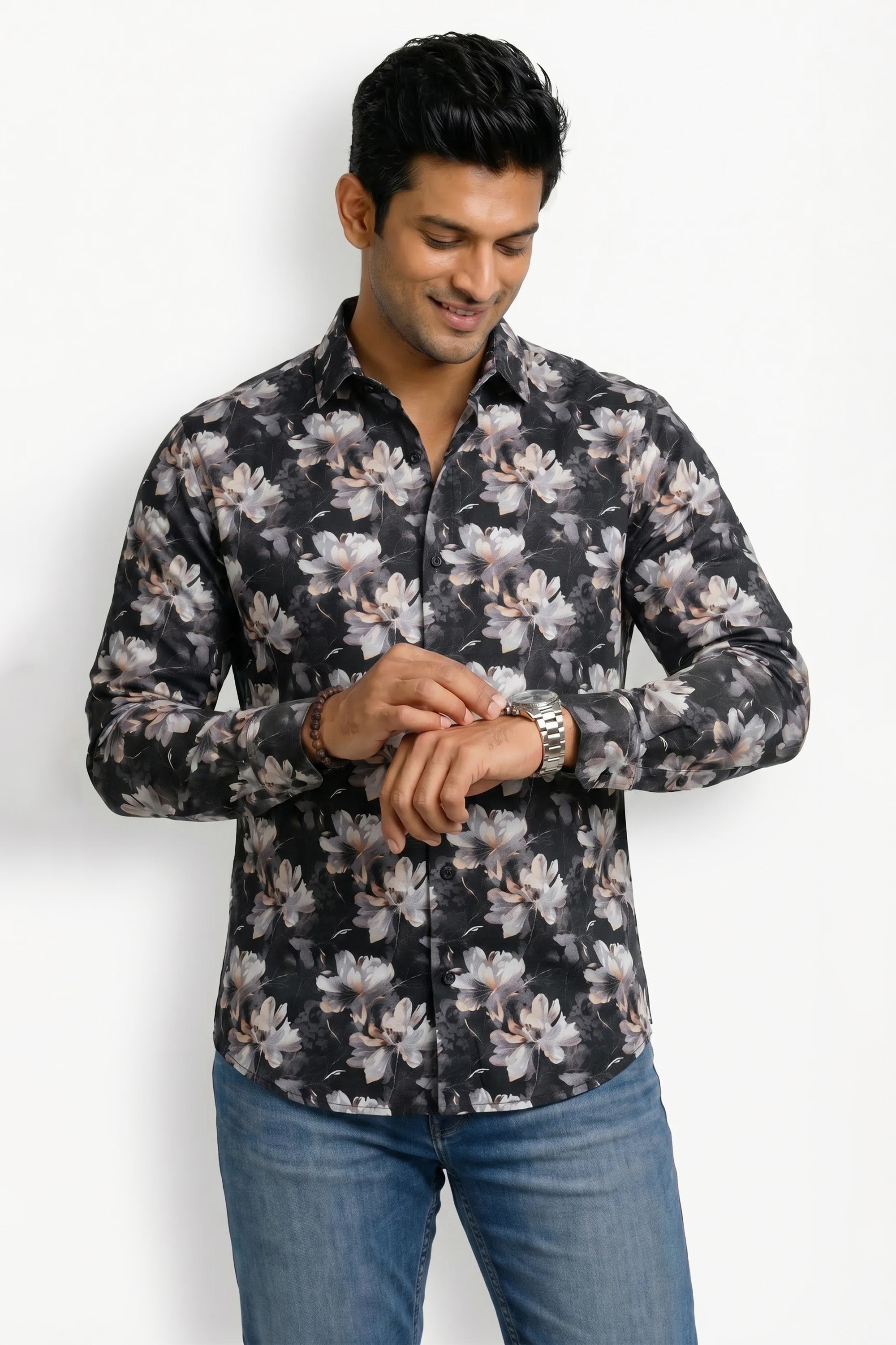 Slim Fit Cotton Printed L/S Shirt