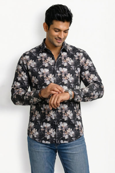 Slim Fit Cotton Printed L/S Shirt