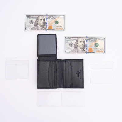 Italian Saffiano Leather RFID Hip Wallet - Black