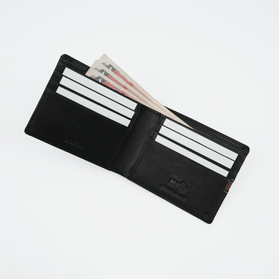 Genuine Leather RFID Wallet - Black