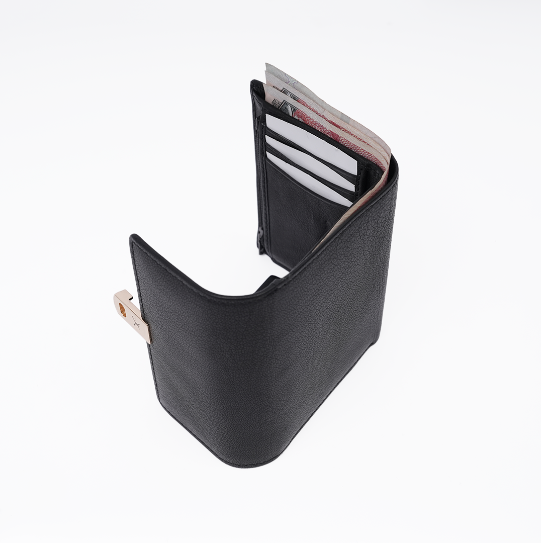 Italian Leather Ladies Wallet - Black