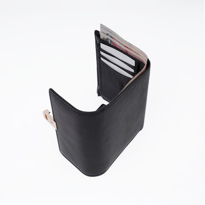 Italian Leather Ladies Wallet - Black
