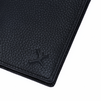 Genuine Pebbled Leather RFID Hip Wallet - Black