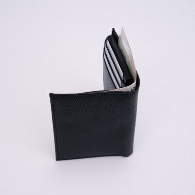 Italian Saffiano Leather RFID Hip Wallet - Black