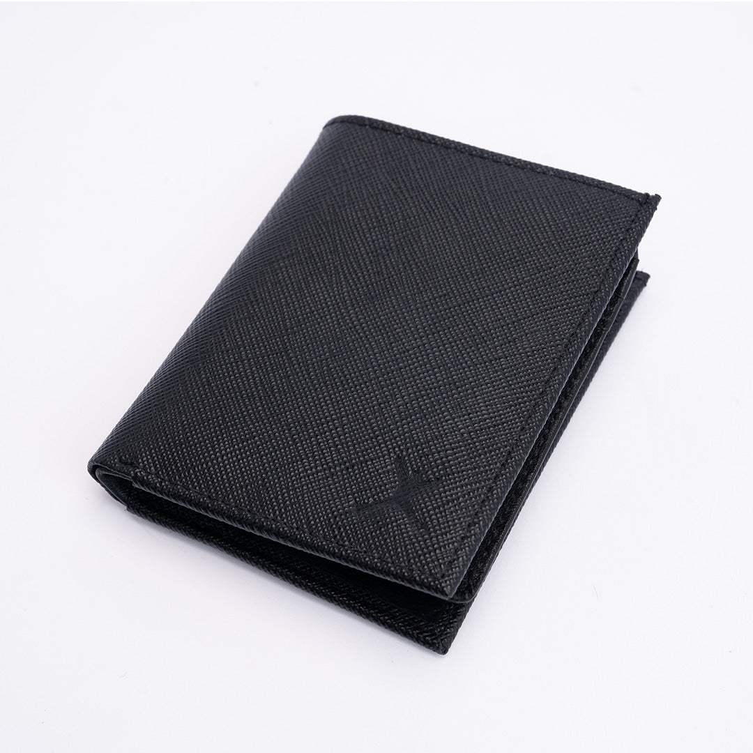 Italian Saffiano Leather RFID Hip Wallet - Black