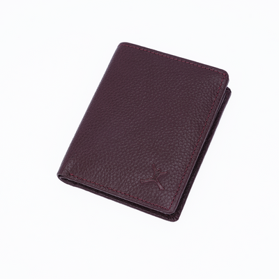 Genuine Pebbled Leather RFID Hip Wallet - Burgundy