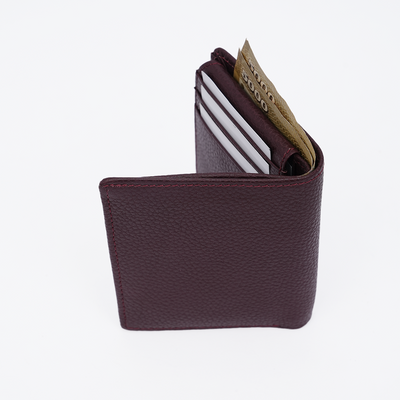 Genuine Pebbled Leather RFID Hip Wallet - Burgundy