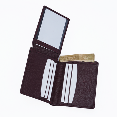 Genuine Pebbled Leather RFID Hip Wallet - Burgundy
