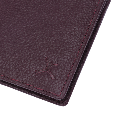 Genuine Pebbled Leather RFID Hip Wallet - Burgundy