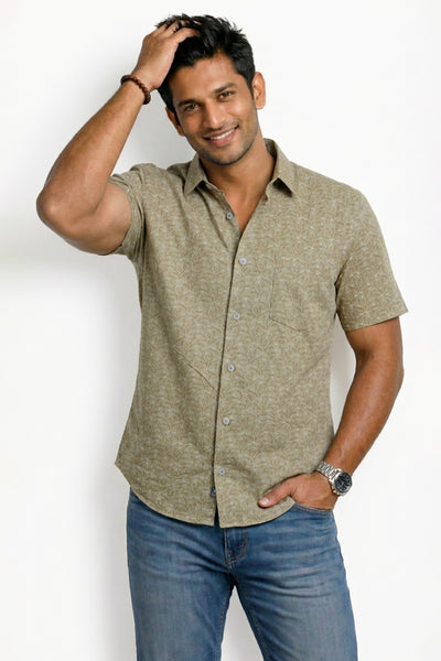 Slim Fit Cotton Printed S/S Shirt