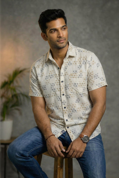 Slim Fit Cotton Printed S/S Shirt