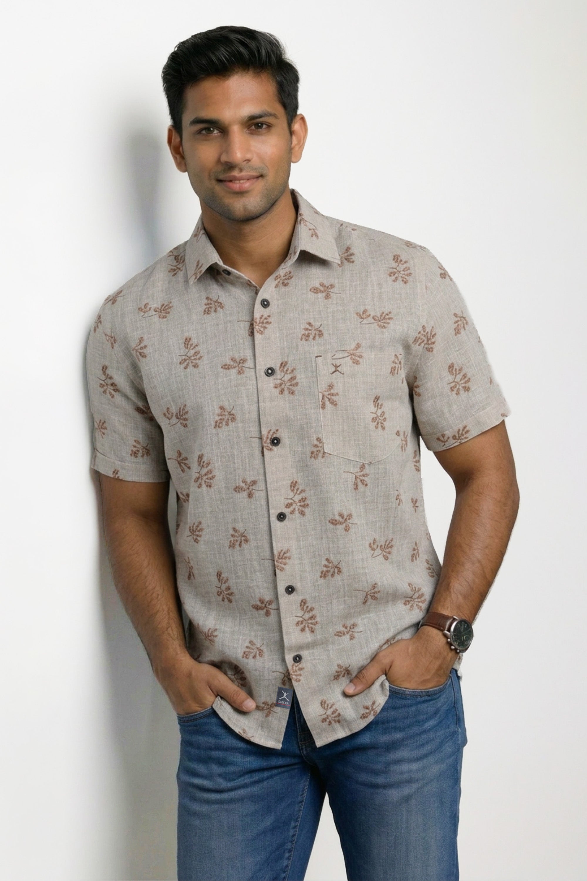 Slim Fit Cotton Printed S/S Shirt