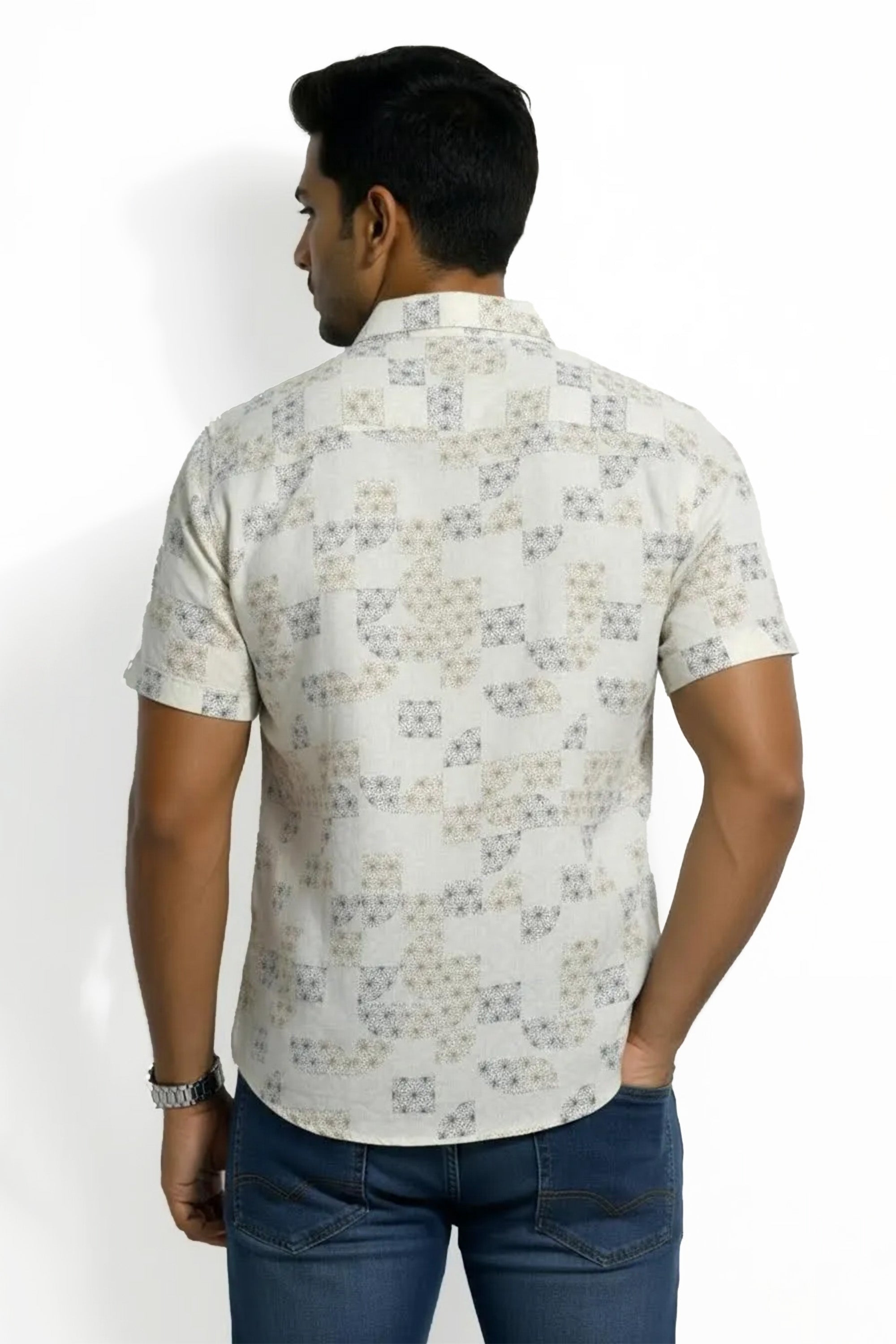 Slim Fit Cotton Printed S/S Shirt