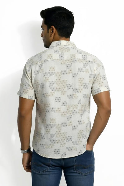 Slim Fit Cotton Printed S/S Shirt