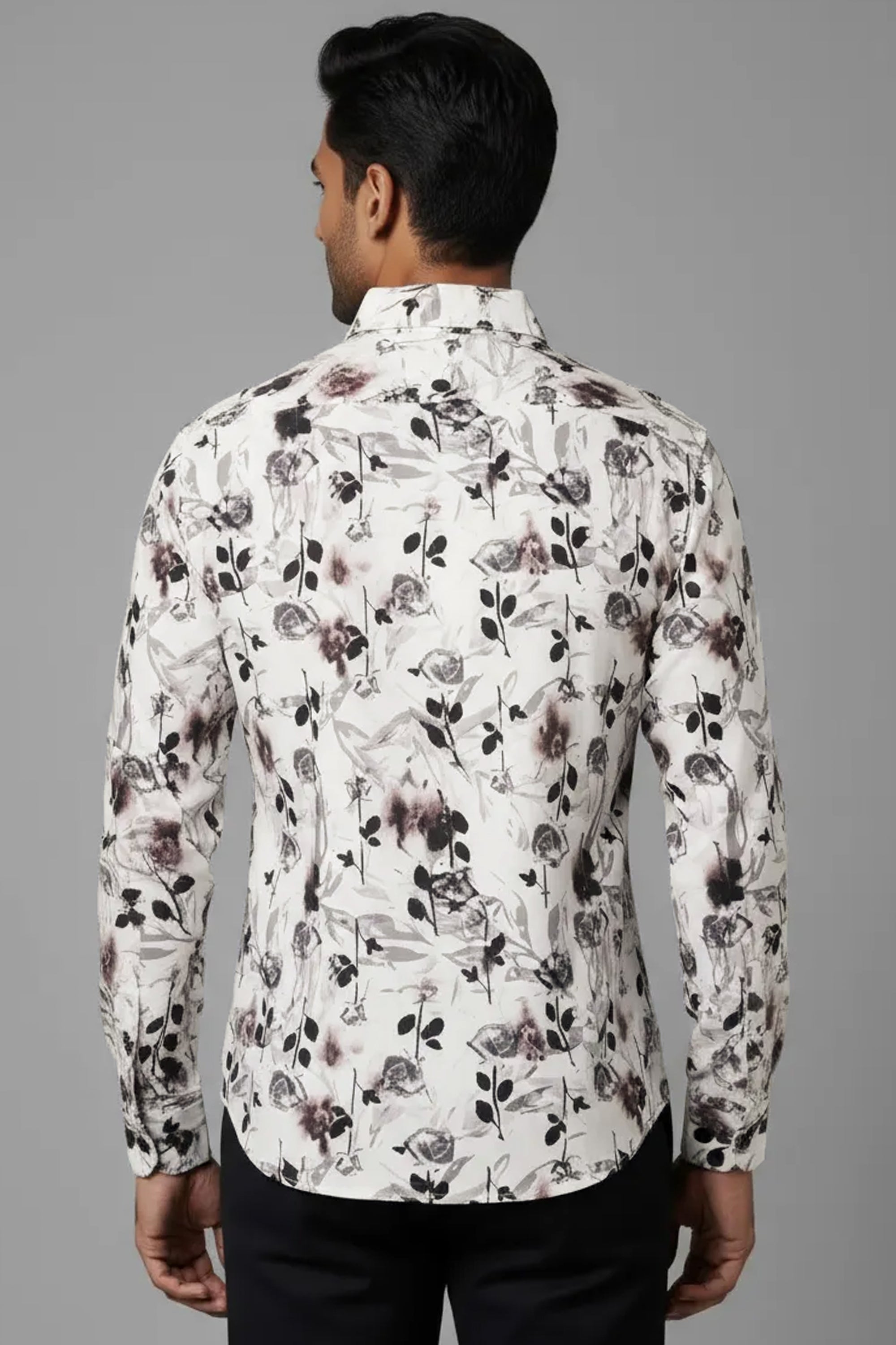 Slim Fit Leaf Printed L/S Shirt