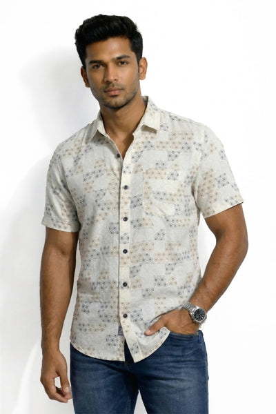 Slim Fit Cotton Printed S/S Shirt