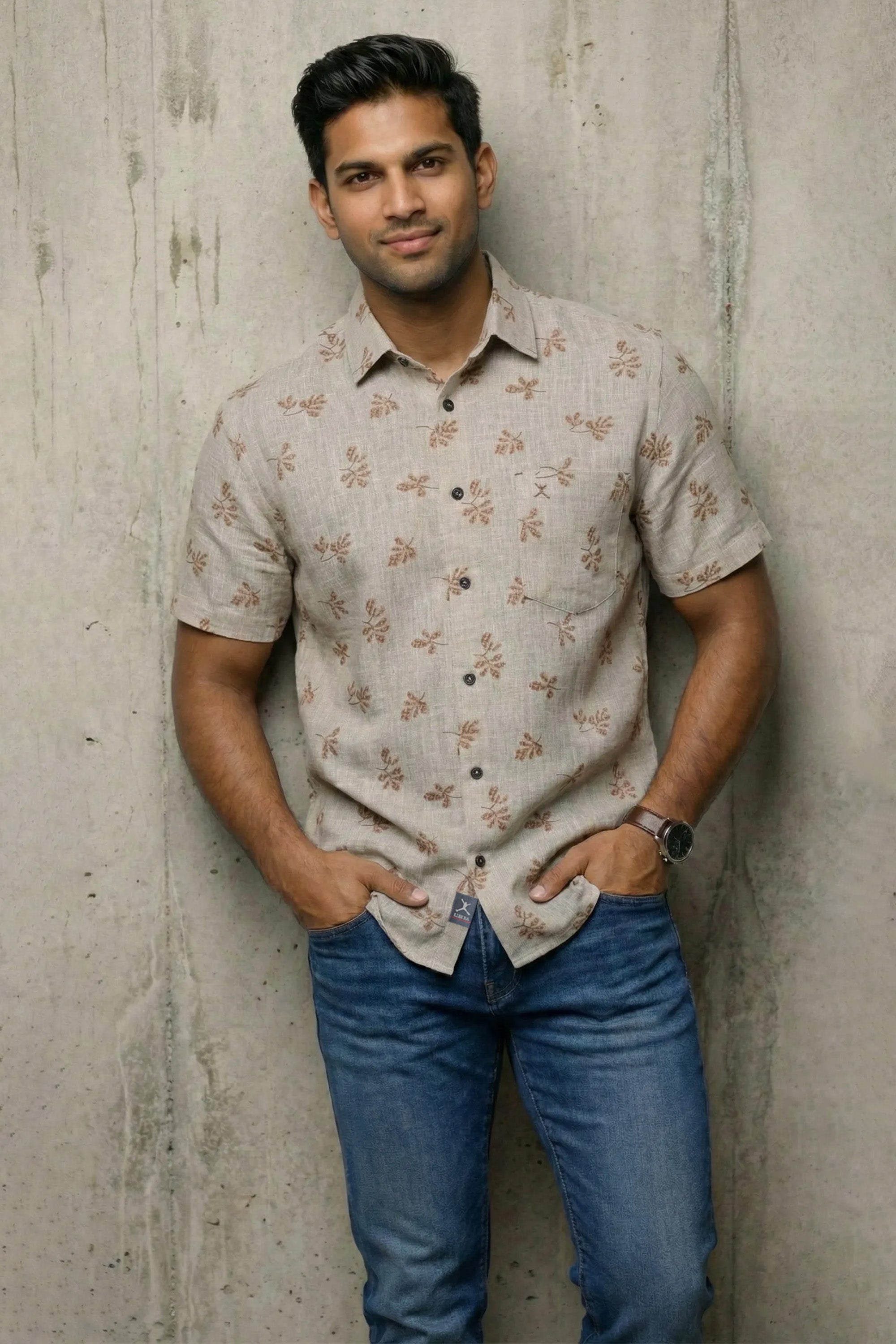 Slim Fit Cotton Printed S/S Shirt