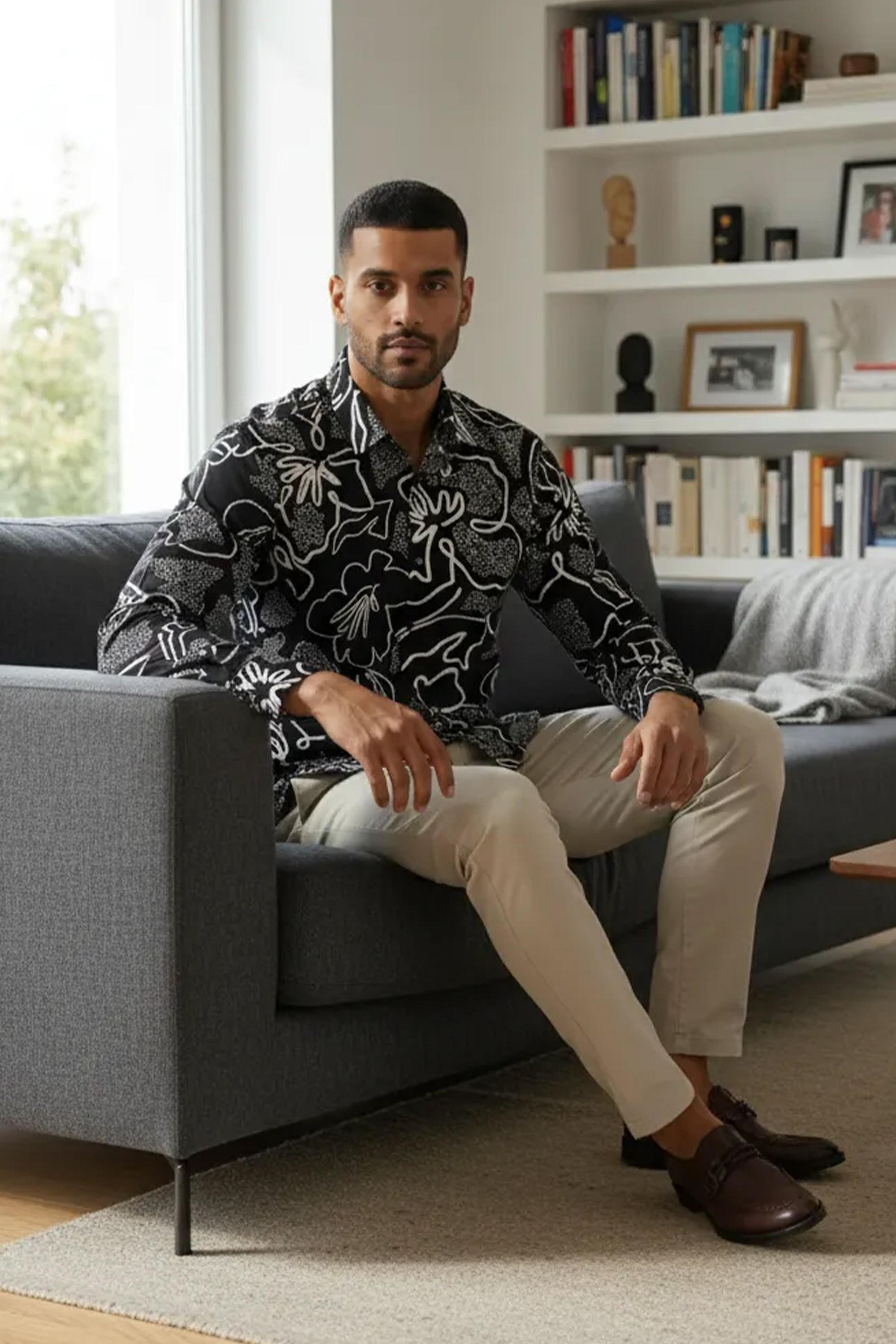 Slim Fit Abstract Printed L/S Shirt