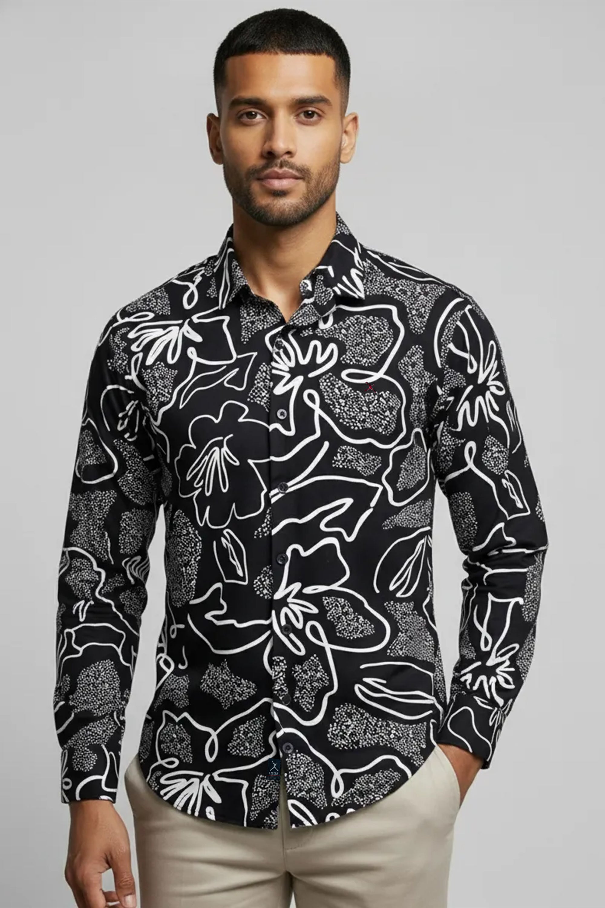 Slim Fit Abstract Printed L/S Shirt