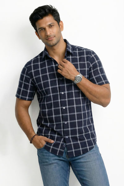 Slim Fit Cotton Checks S/S Shirt