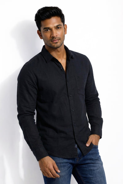 Slim Fit Cotton Linen L/S Shirt