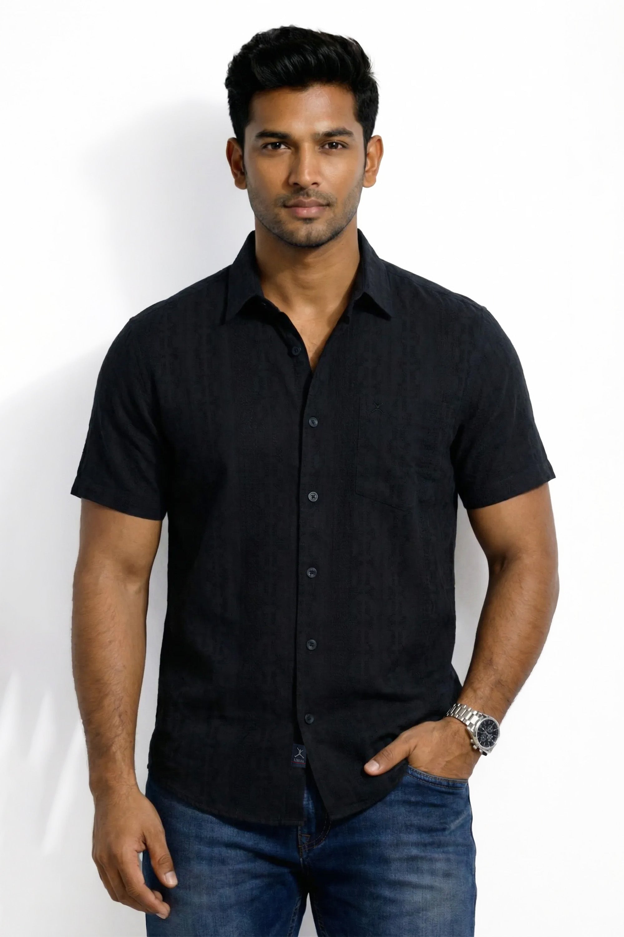 Slim Fit Cotton Plain S/S Shirt