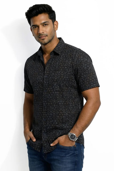 Slim Fit Cotton Printed S/S Shirt