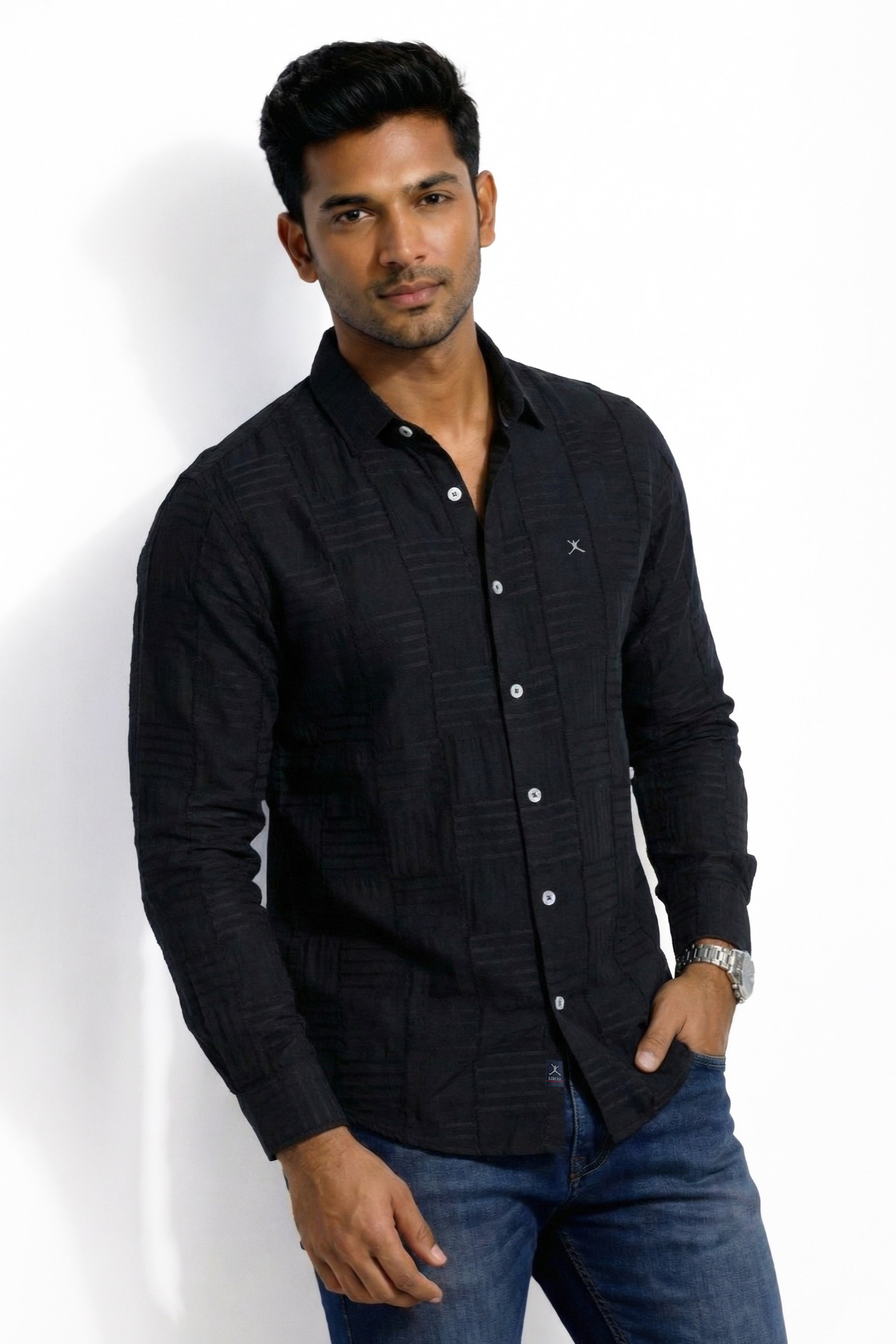 Slim Fit Cotton Plain L/S Shirt