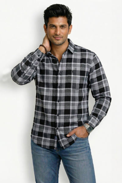Slim Fit Cotton Checks L/S Shirt