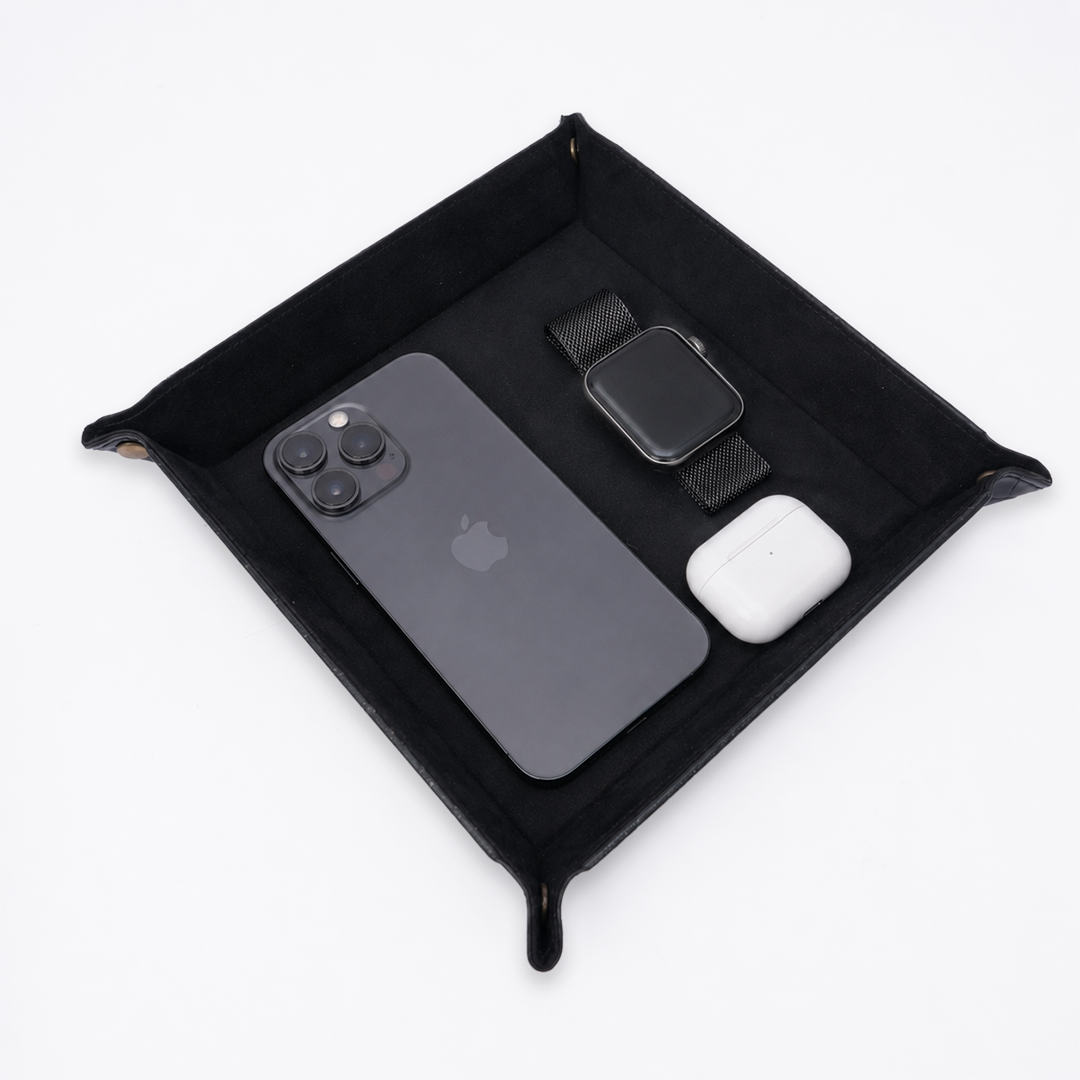 Italian Leather Tray Large - Black