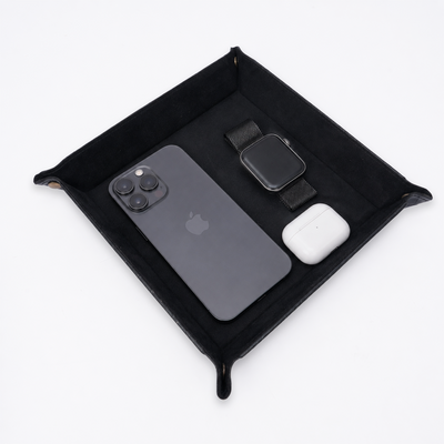 Italian Leather Tray Large - Black