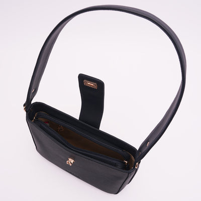 Italian Leather Ladies Shoulder Bag - Navy
