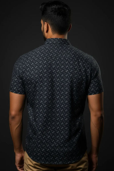 Slim Fit Dobby Printed S/S Shirt