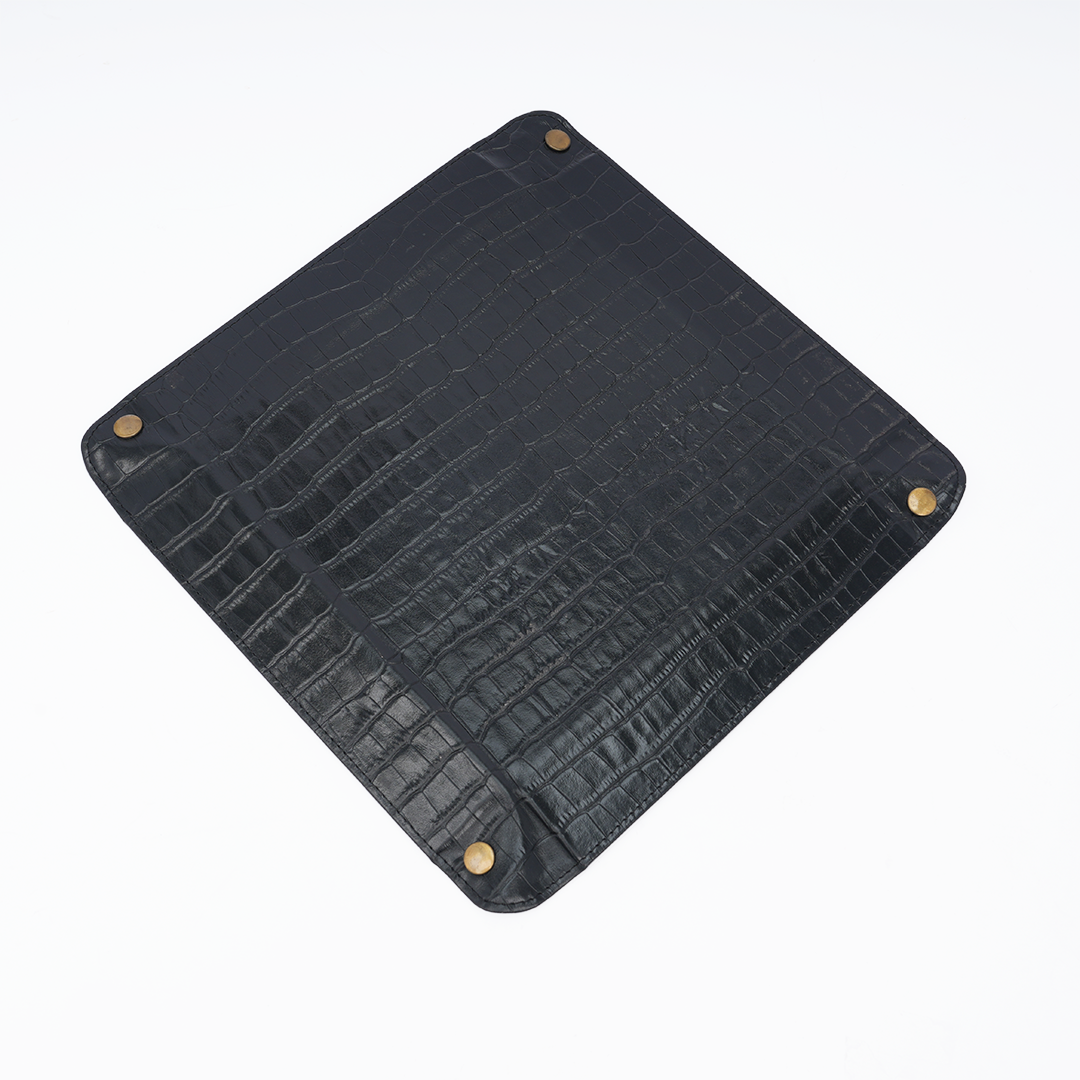 Italian Leather Tray Large - Black