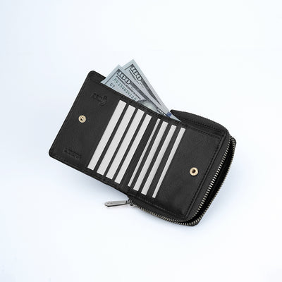 Italian Leather Ladies Wallet - Black