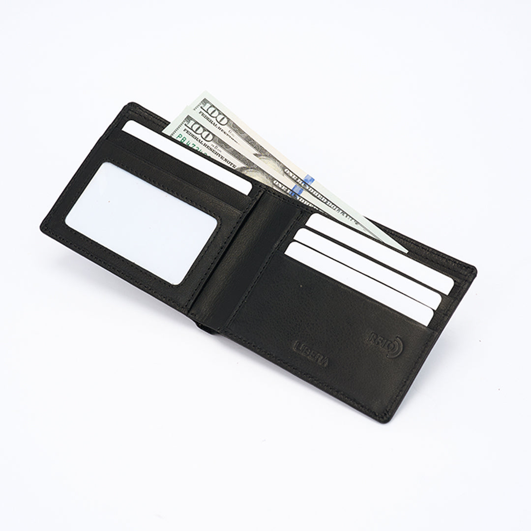 Genuine Leather RFID Wallet - Black
