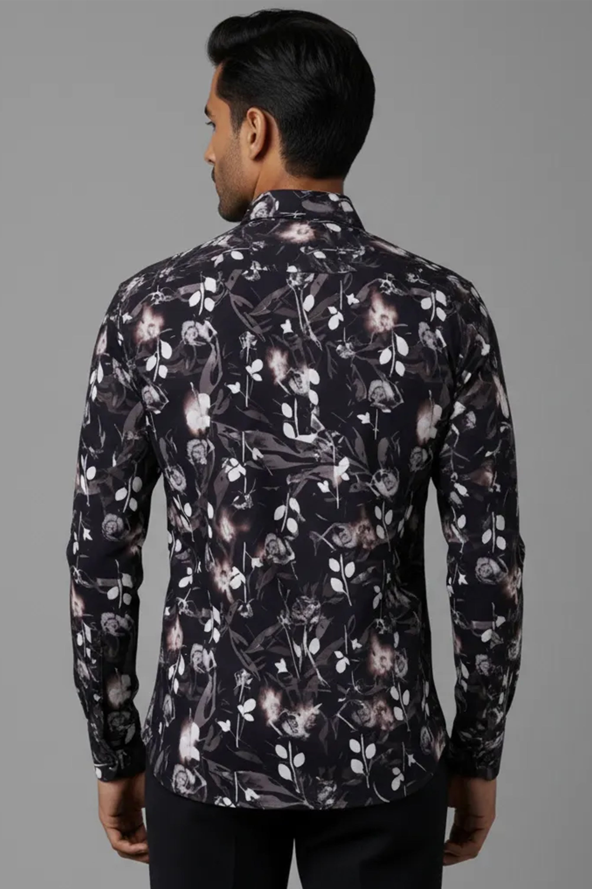 Slim Fit Leaf Printed L/S Shirt