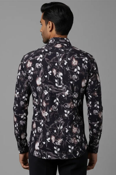 Slim Fit Leaf Printed L/S Shirt