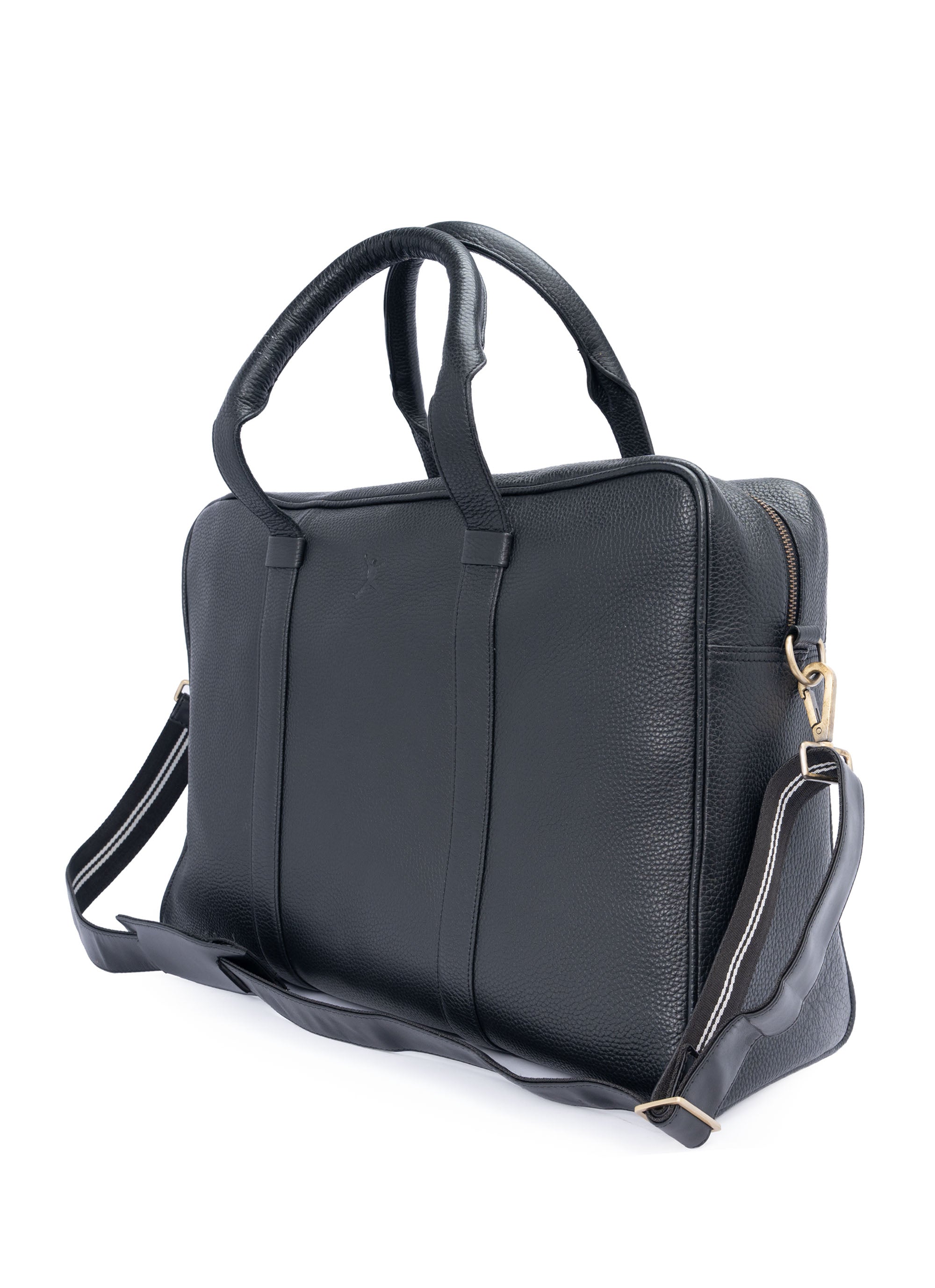 Commuter Italian Leather Duffel Bag - Black