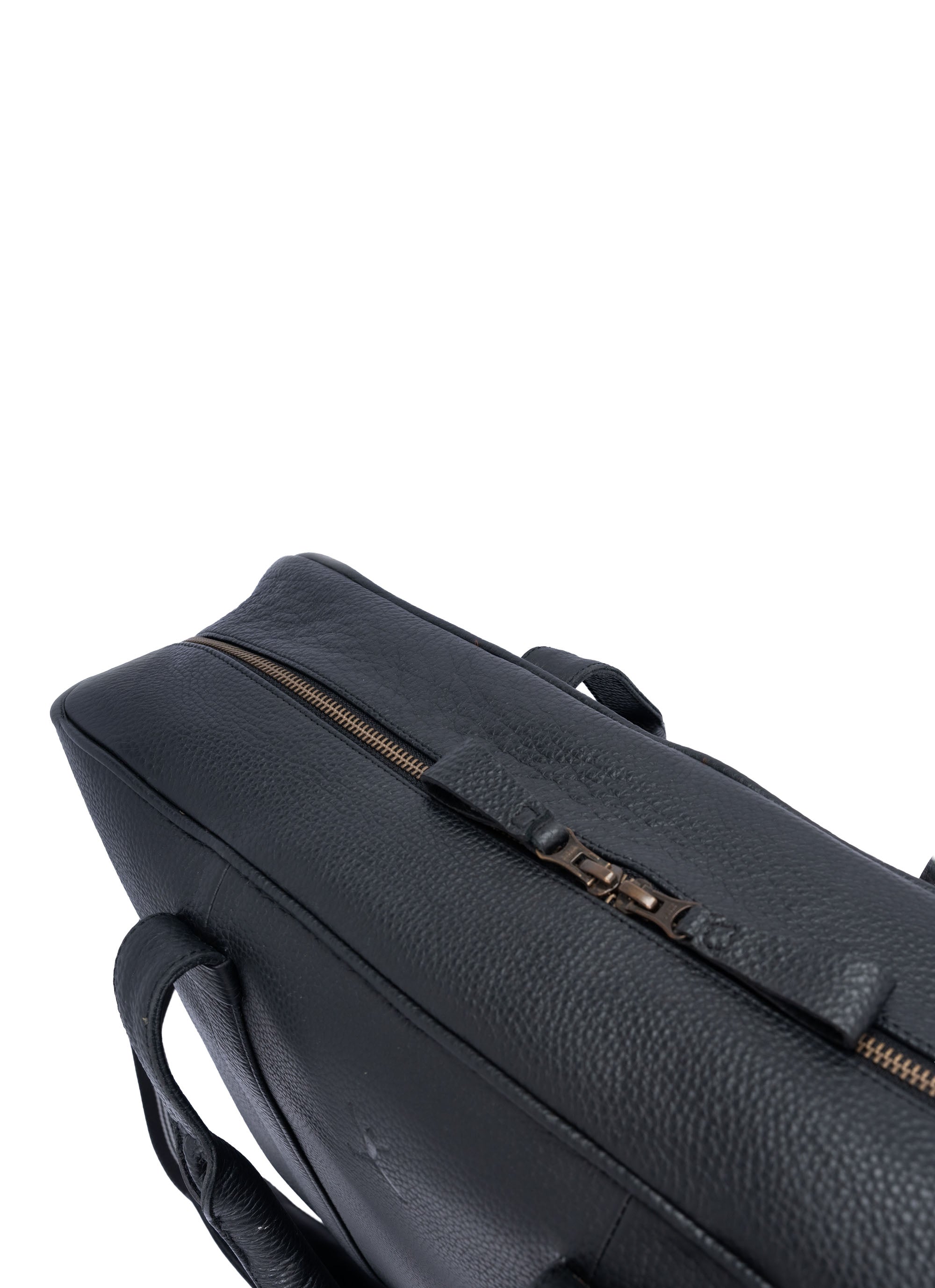 Commuter Italian Leather Duffel Bag - Black