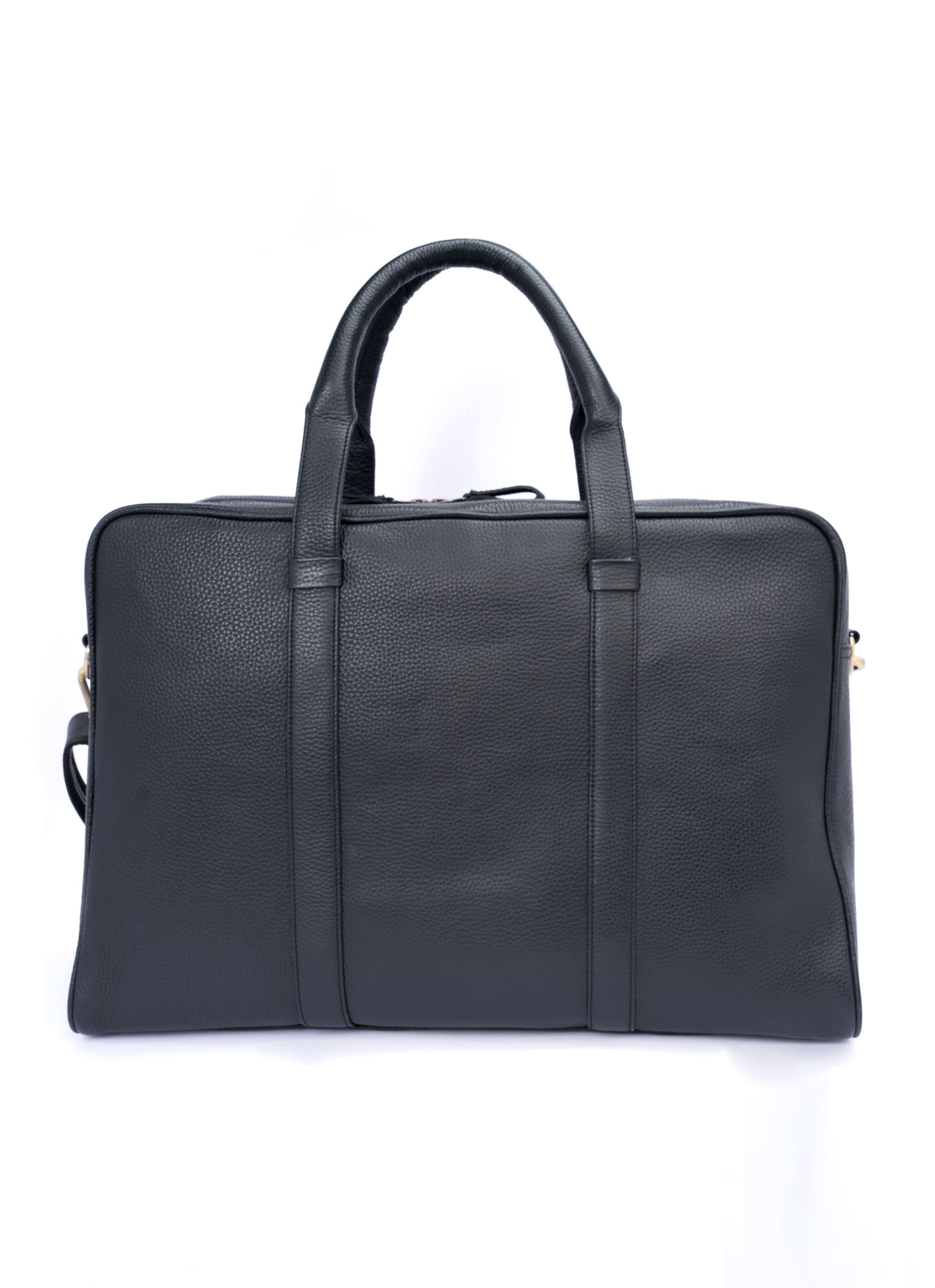 Commuter Italian Leather Duffel Bag - Black