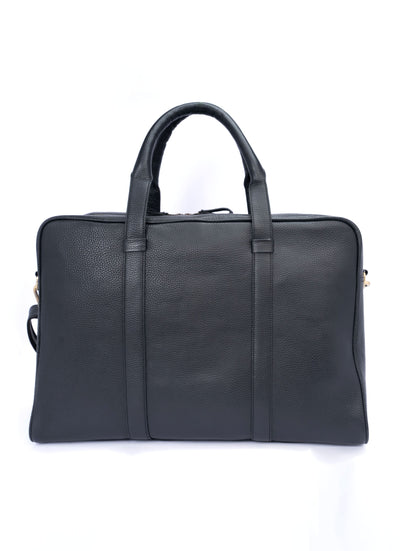 Commuter Italian Leather Duffel Bag - Black