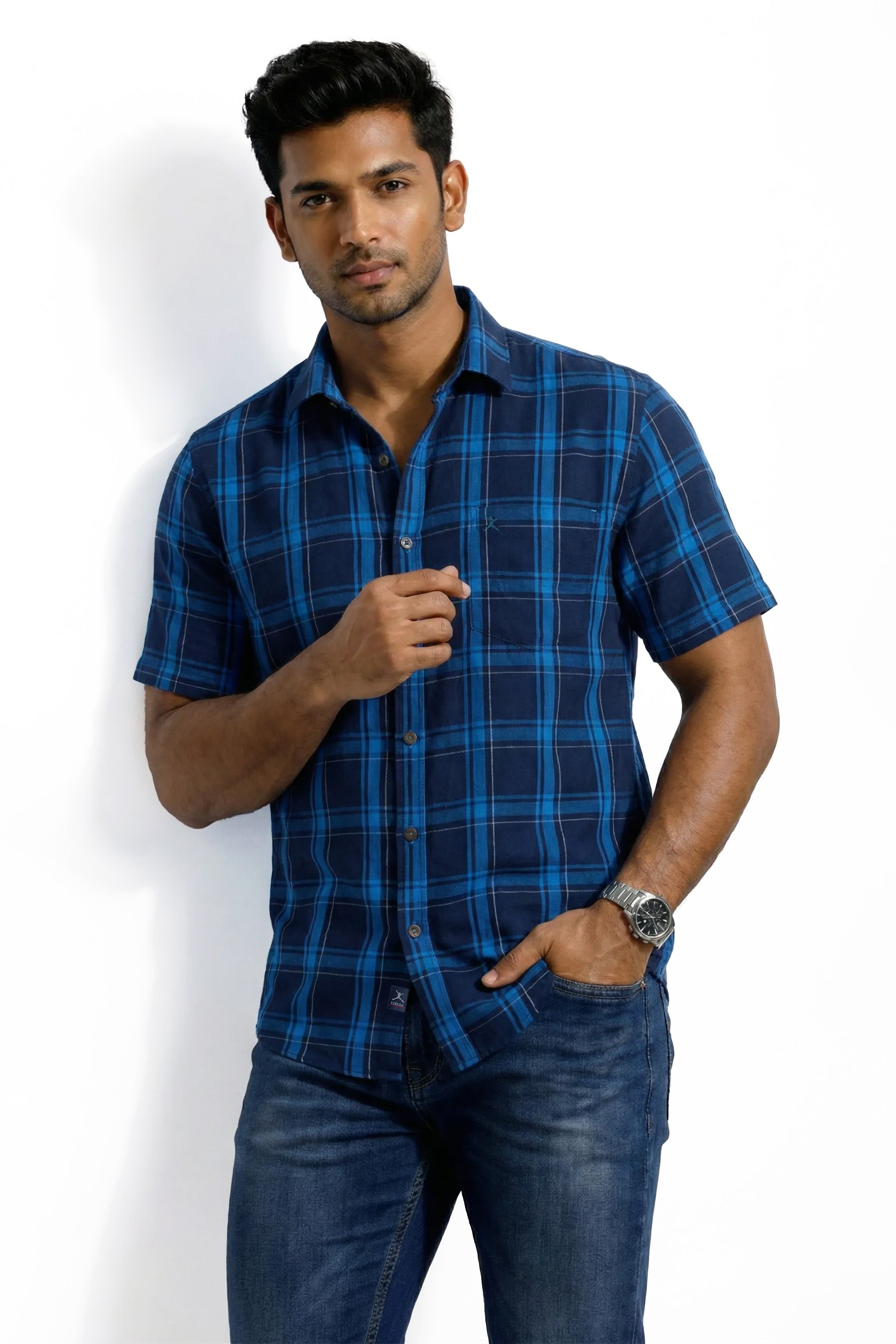 Slim Fit Cotton Checks S/S Shirt