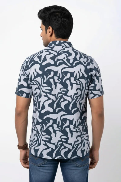 Slim Fit Cotton Linen Printed L/S Shirt