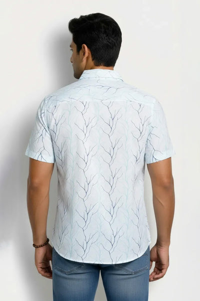 Regular Fit Cotton Linen Printed S/S Shirt