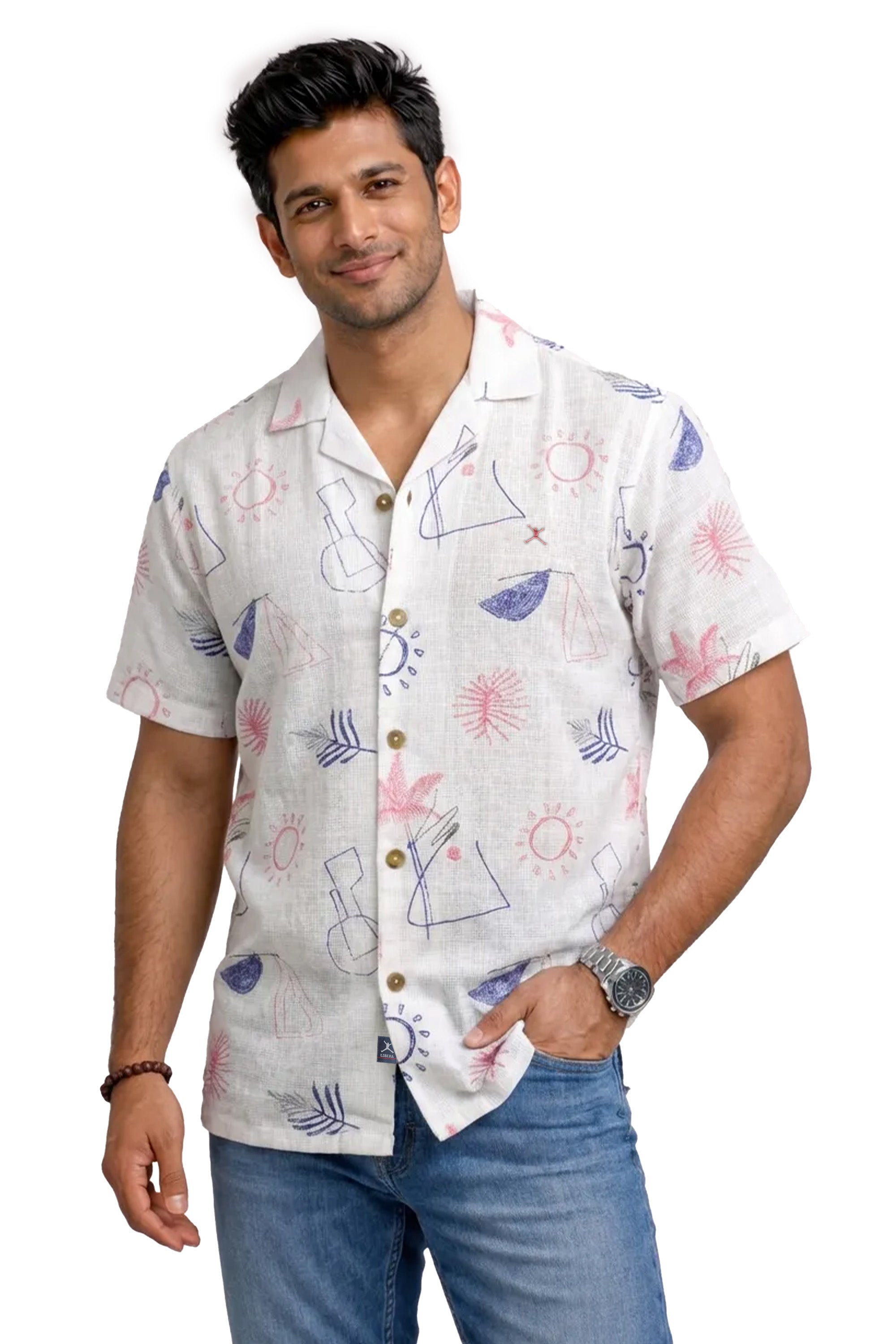 Slim Fit Cotton Printed S/S Shirt