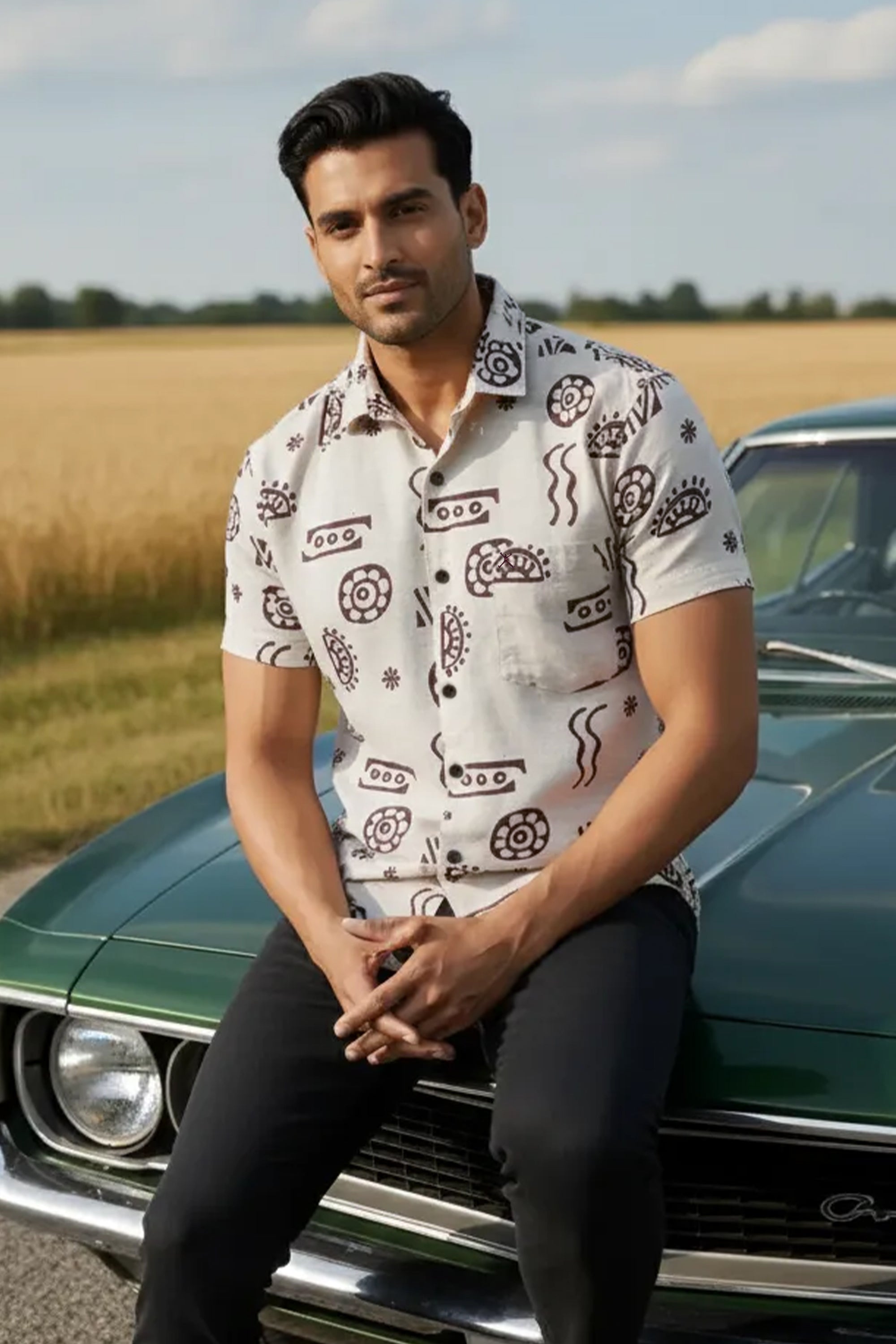 Slim Fit Floral Printed S/S Shirt