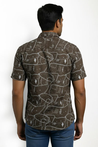 Slim Fit Cotton Printed S/S Shirt